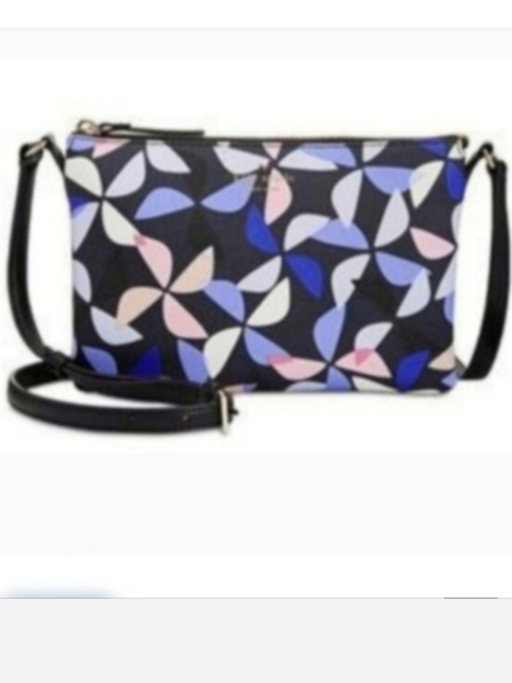 Kate Spade Crossbody Bag with Navy Blue & Pink Petal Print - Picture 2 of 8